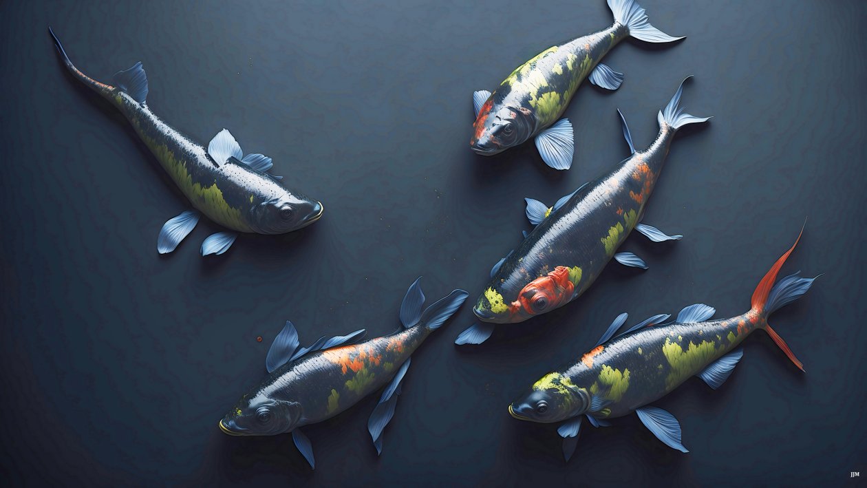 malowanie tuszem: Koi-Karpfish_rainbow_02 autorstwa Josef Johann Michel