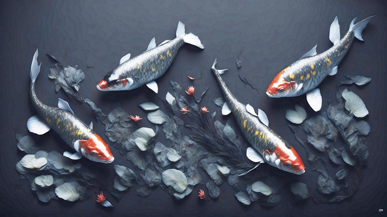 malowanie tuszem: Koi-Karpfish_red_01 autorstwa Josef Johann Michel