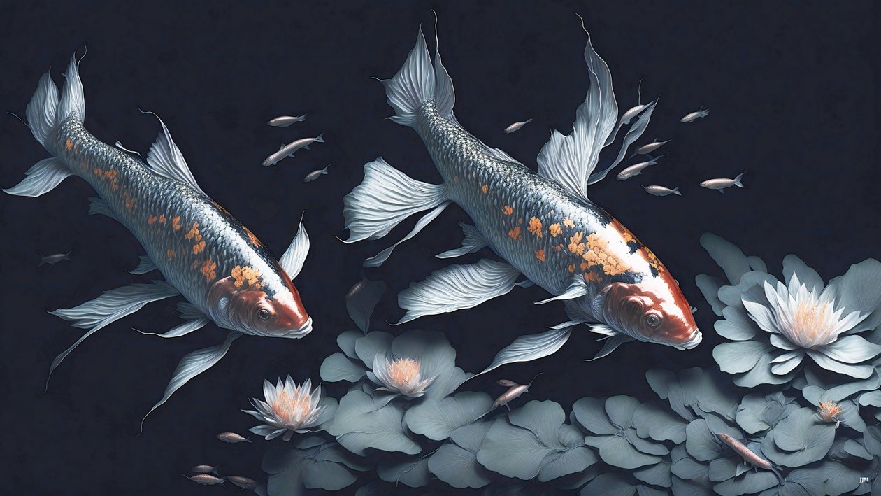 malowanie tuszem: Koi-Karpfish_red_02 autorstwa Josef Johann Michel