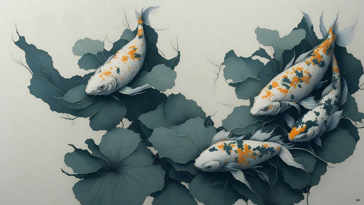 malowanie tuszem: karp Koi fish_04 autorstwa Josef Johann Michel