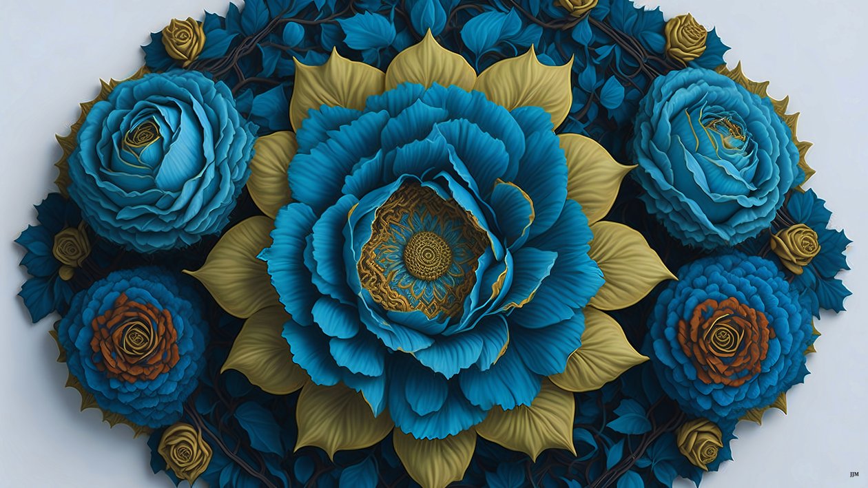 mandala: róże-niebieskie elementy_02 autorstwa Josef Johann Michel