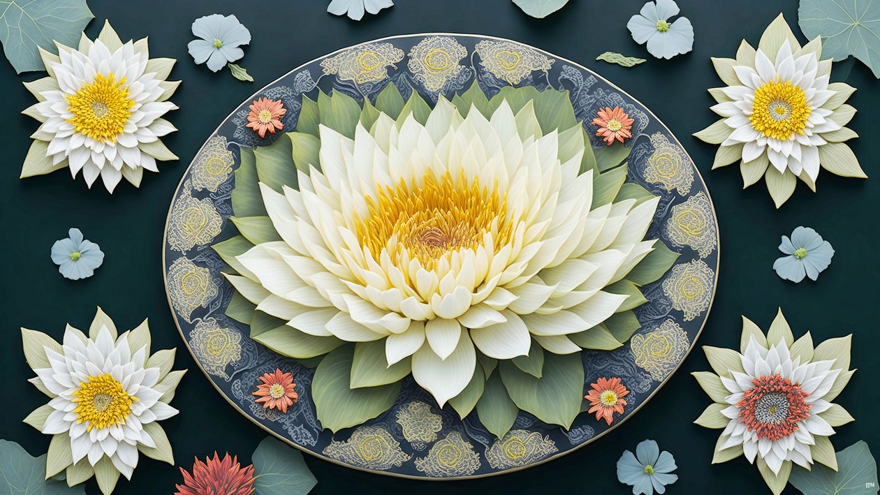 mandala: lilie wodne elementy_01 autorstwa Josef Johann Michel