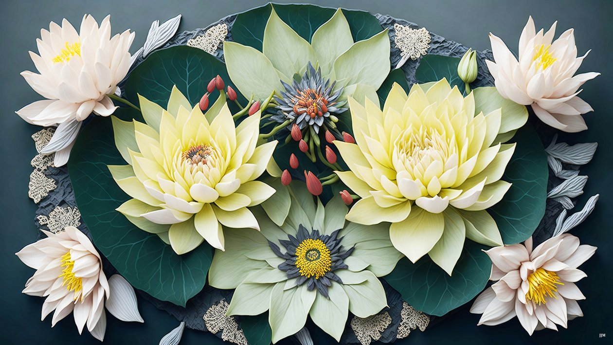 mandala: lilie wodne elementy_02 autorstwa Josef Johann Michel