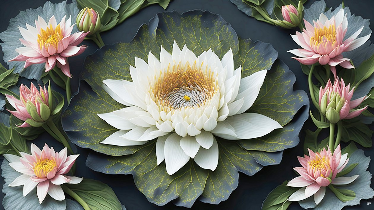 mandala: lilie wodne elementy_03 autorstwa Josef Johann Michel