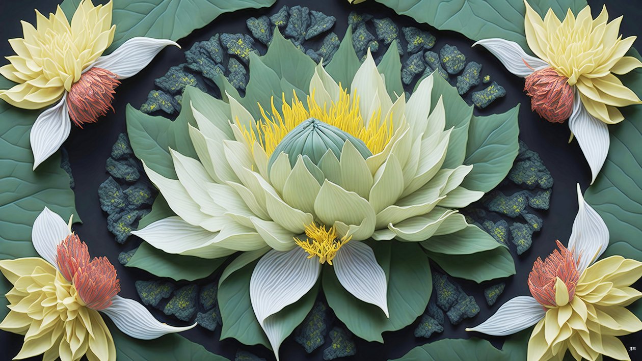 mandala: lilie wodne elementy_04 autorstwa Josef Johann Michel