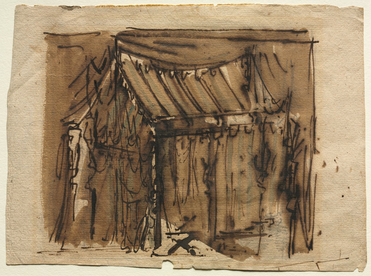 Namiot (prosto); Dwa szkice (verso) autorstwa Josef Platzer