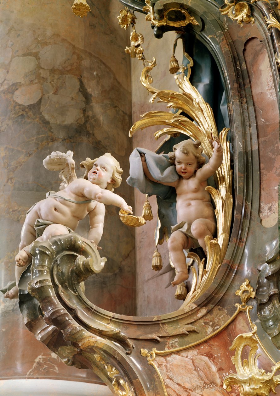 Cherubiny, 1737-66 (stiuk i złocone drewno) autorstwa Joseph Anton Feuchtmayer
