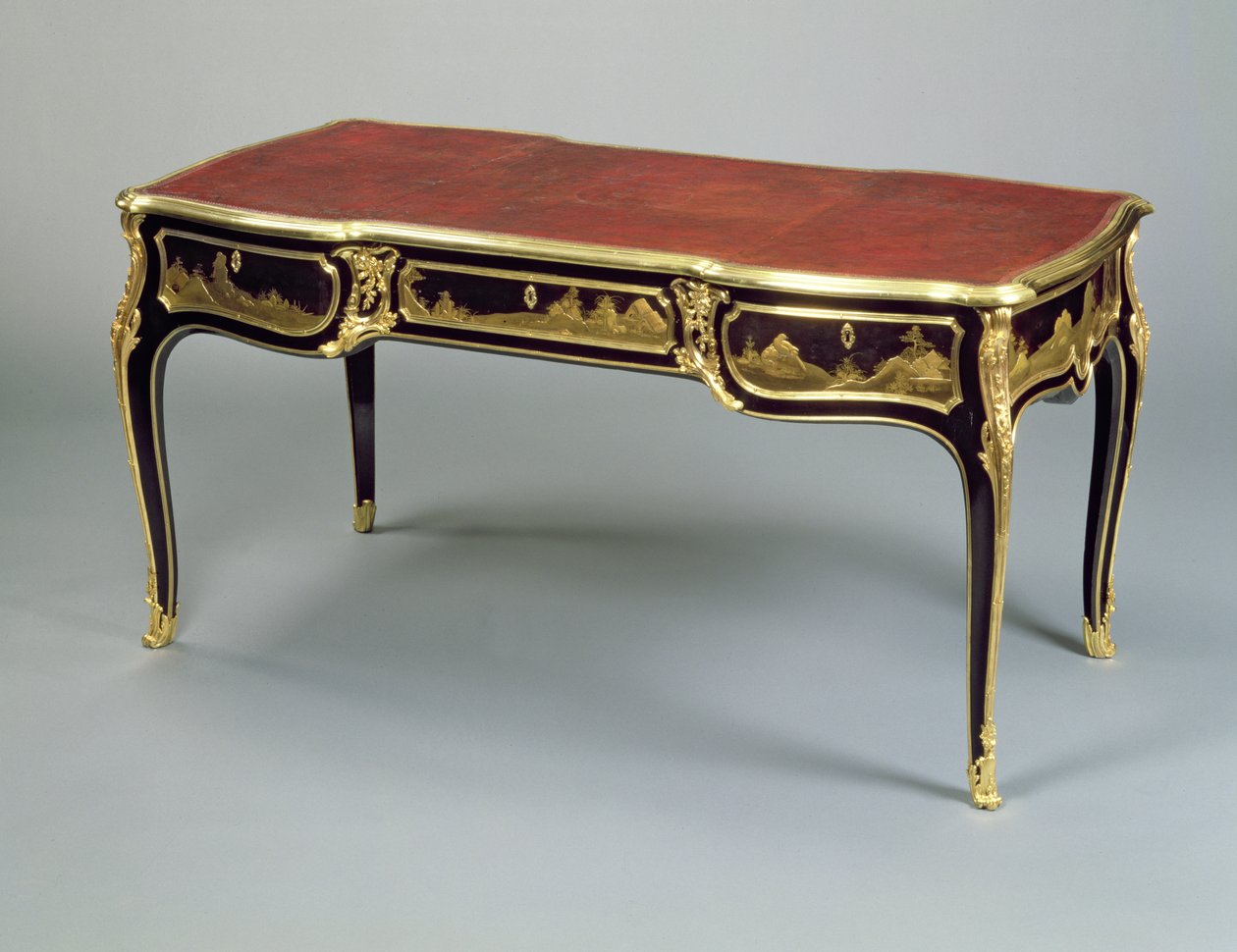 Louis XV Bureau Plat, c.1775 (lakierowane, ebonizowane drewno) autorstwa Joseph Baumhauer