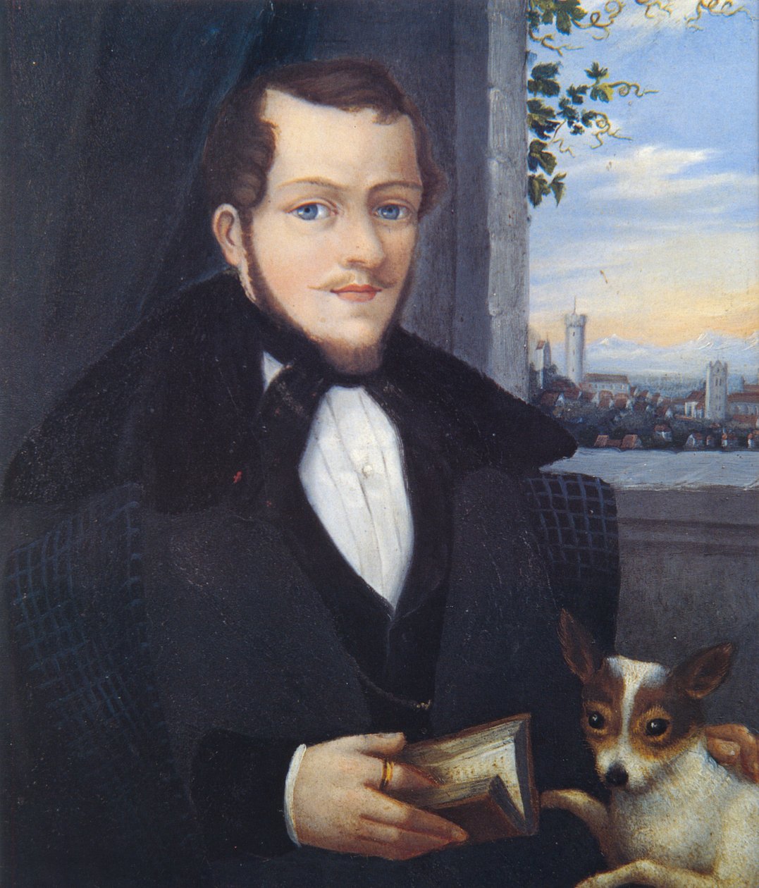 Autoportret Josepha Bayera z psem autorstwa Joseph Bayer