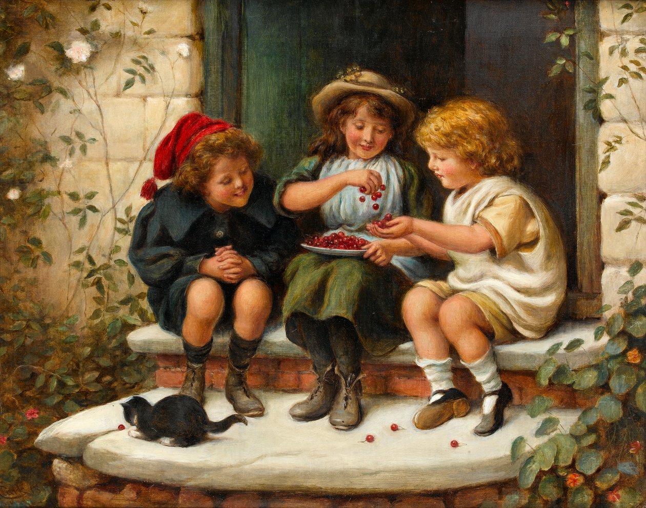 Dzielenie się czereśniami, 1897 autorstwa Joseph Clark