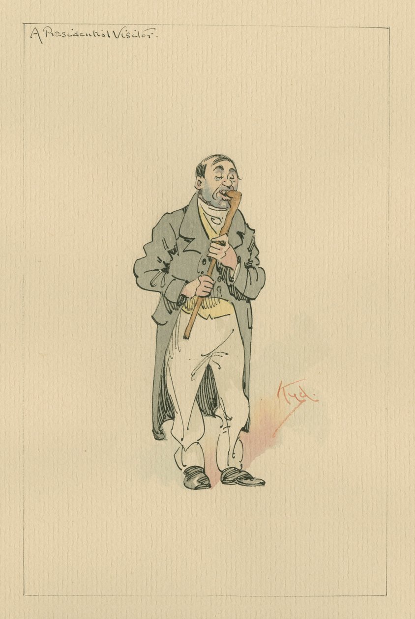 Prezydencki gość, ok. 1920 (pióro i atrament z toaletą na papierze) autorstwa Joseph Clayton Clarke