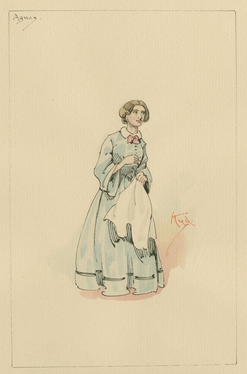 Agnes Wickfield, ok. 1920 (pióro i atrament z toaletą na papierze) autorstwa Joseph Clayton Clarke