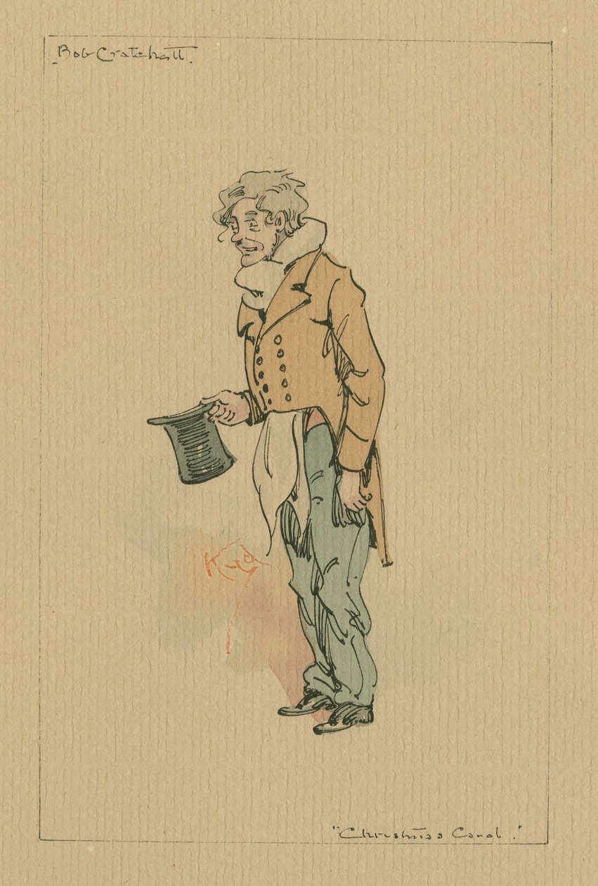 Bob Cratchit - Opowieść wigilijna, ok. 1920 (pióro i tusz, wc na papierze) autorstwa Joseph Clayton Clarke