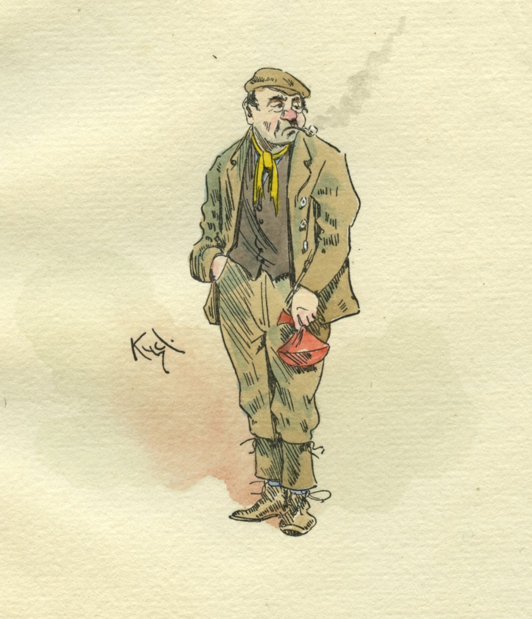 Postać z Olivera Twista (atrament i toaleta na papierze) autorstwa Joseph Clayton Clarke