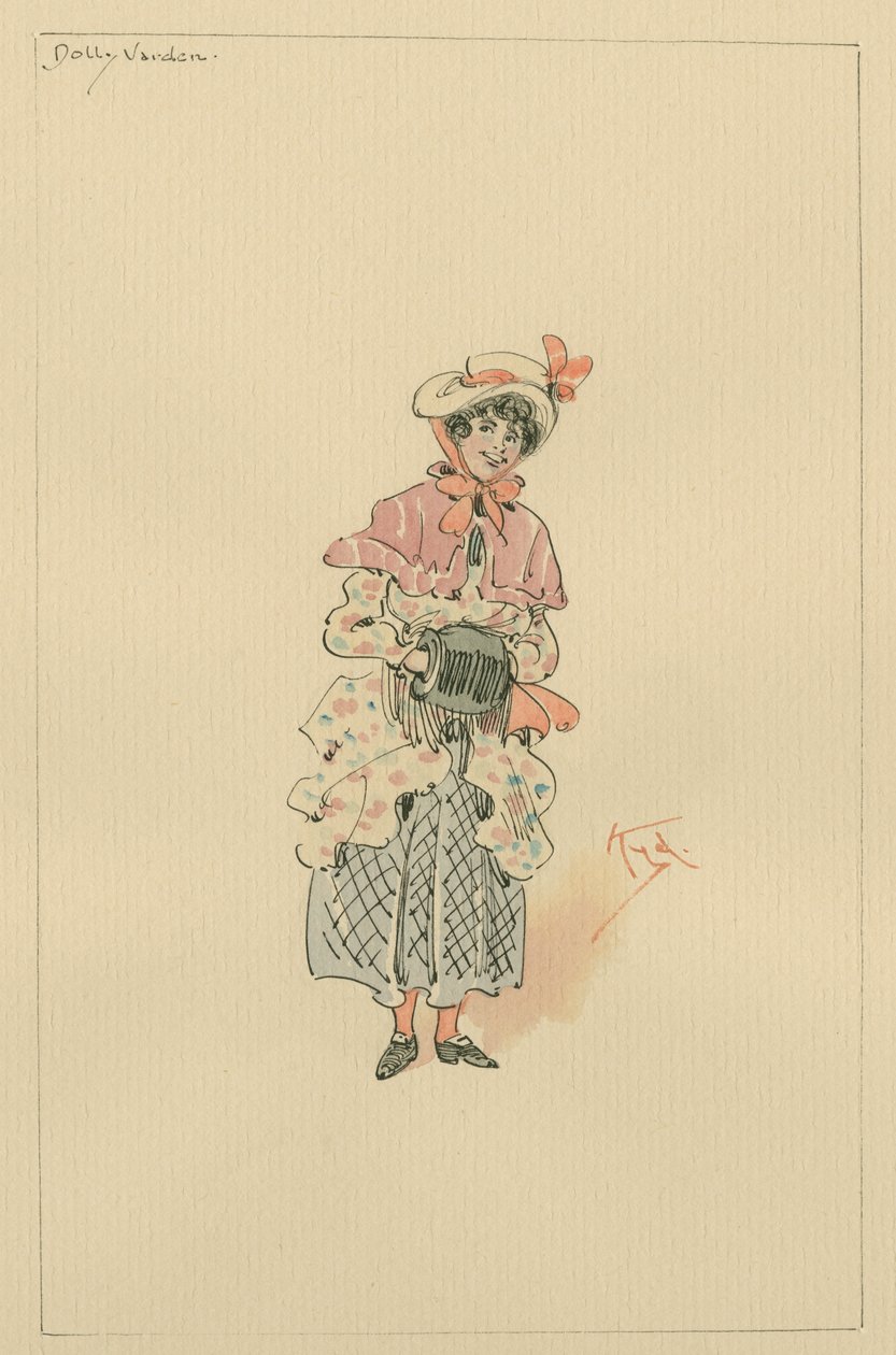 Dolly Varden, ok. 1920 (pióro i atrament z toaletą na papierze) autorstwa Joseph Clayton Clarke
