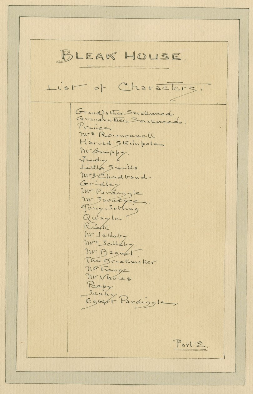 Lista postaci, ok. 1920 (pióro i atrament z toaletą na papierze) autorstwa Joseph Clayton Clarke