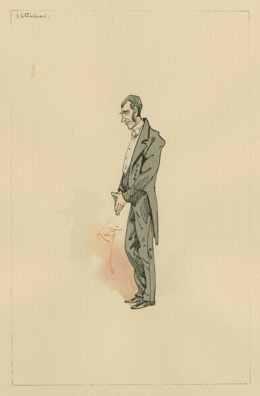 Littimer, ok. 1920 (pióro i atrament z toaletą na papierze) autorstwa Joseph Clayton Clarke