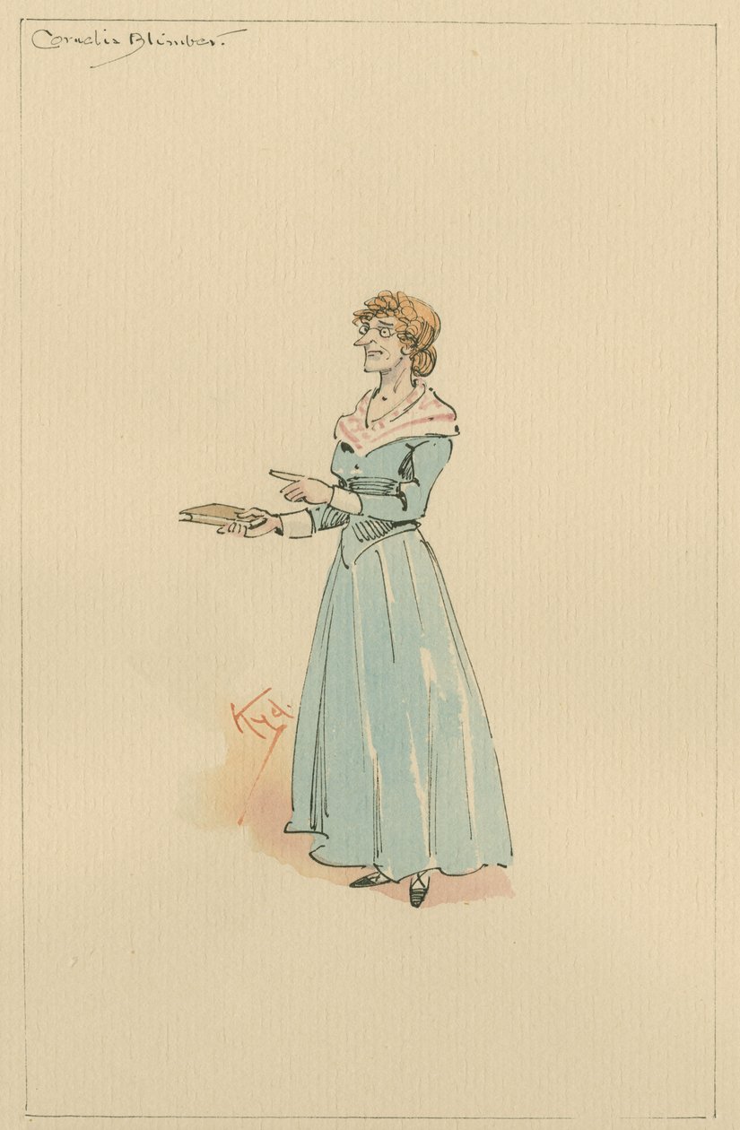 Miss Cornelia Blimber, ok. 1920 (pióro i atrament z toaletą na papierze) autorstwa Joseph Clayton Clarke