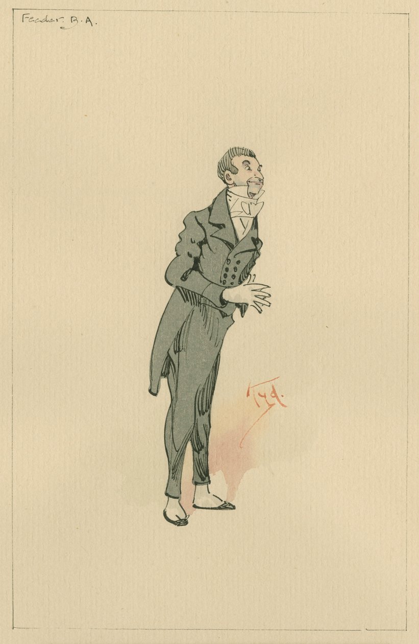 Mr B. A. Feeder, ok. 1920 (pióro i atrament z toaletą na papierze) autorstwa Joseph Clayton Clarke