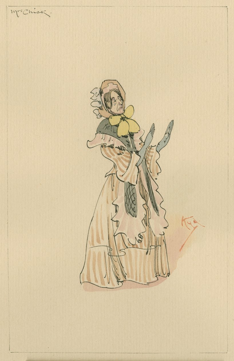 Pani Chick, ok. 1920 (pióro i tusz, wc na papierze) autorstwa Joseph Clayton Clarke