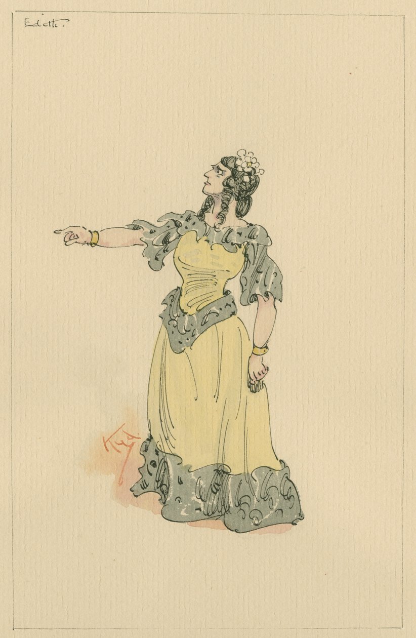 Pani Edith Dombey, ok. 1920 (pióro i atrament z toaletą na papierze) autorstwa Joseph Clayton Clarke