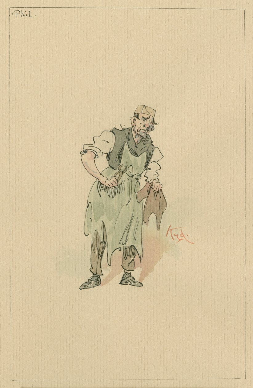 Phil Squod, apie 1920-uosius (rašiklis ir rašalas su tualetu ant popieriaus)poli autorstwa Joseph Clayton Clarke
