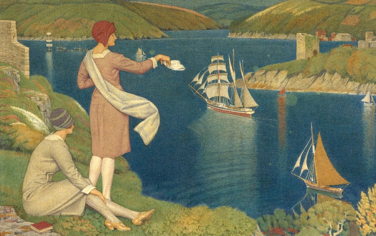 Powrót, 1930 (tempera na tkaninie (ewentualnie jedwab)) autorstwa Joseph Edward Southall
