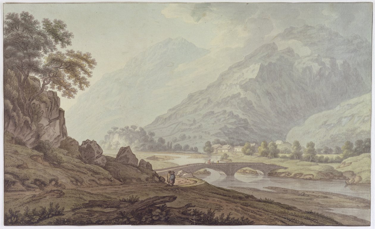 The Grange of Borrodale (pióro i atrament z wc nad grafitem na papierze tkanym) autorstwa Joseph Farington