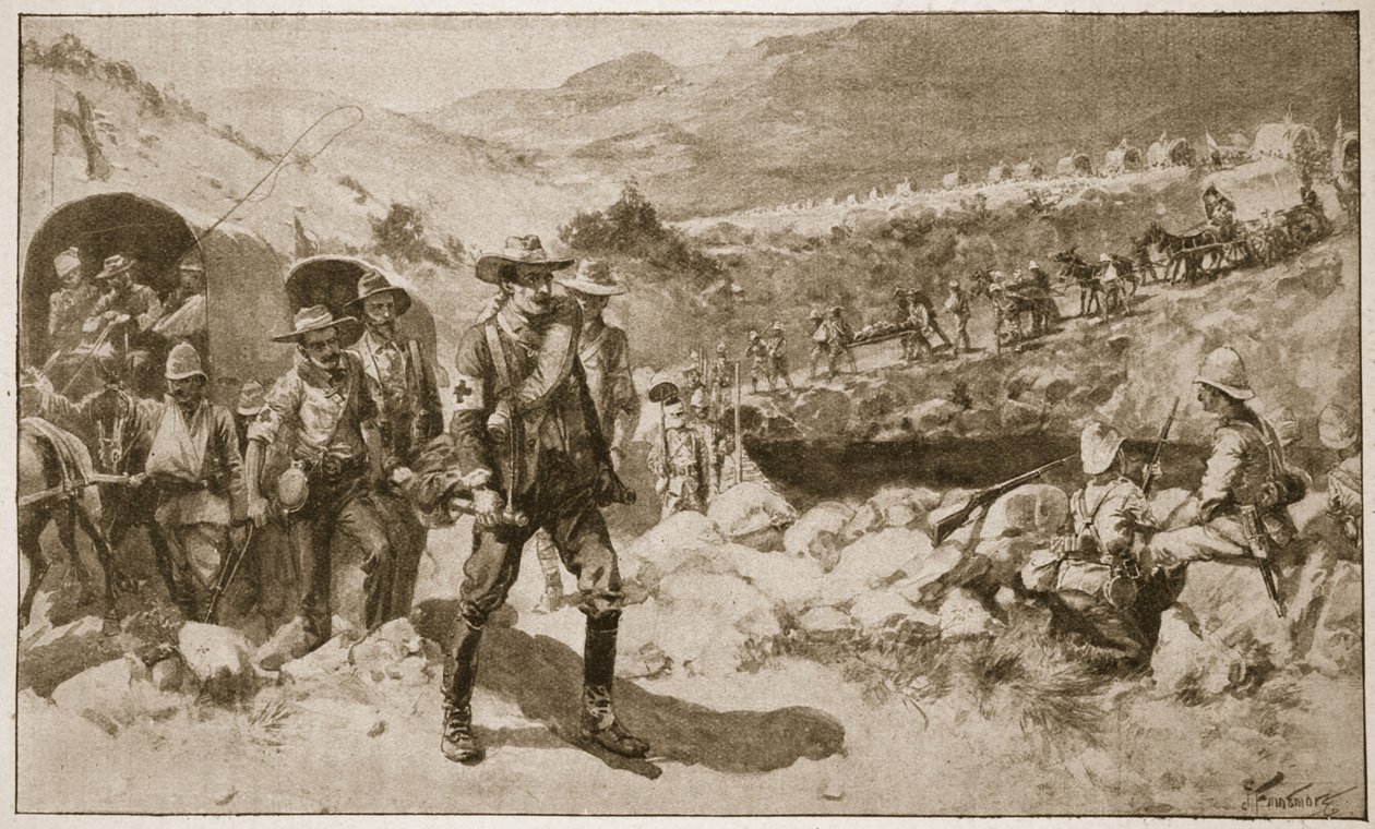 Po bitwie: melancholijny powrót, ilustracja z „Battles of the Nineteenth Century”, tom. VI: Wojna burska z lat 1899-1900