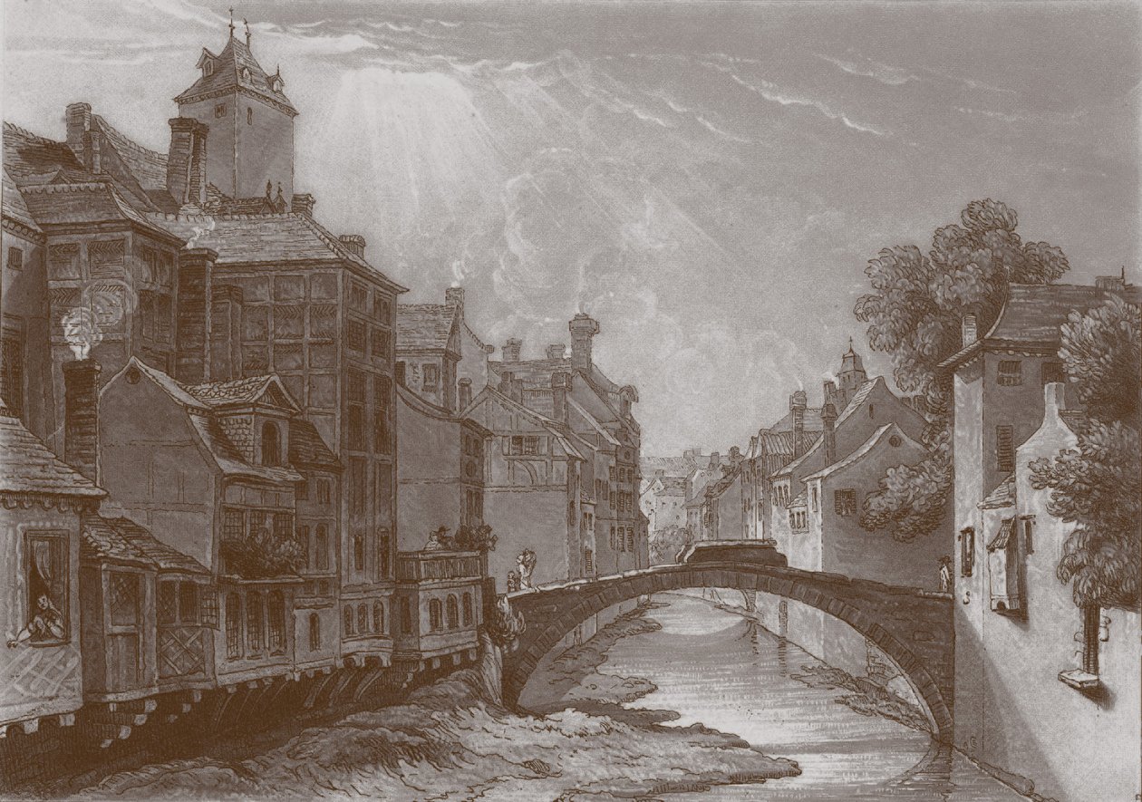 Grawerowanie mostu potoku w Liège autorstwa Joseph Mallord William Turner