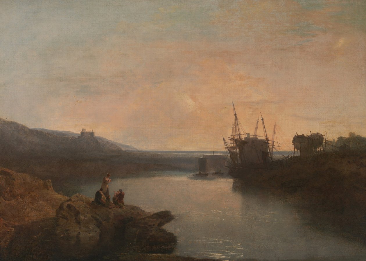 Zamek Harlech, z promu Twgwyn, Summers Evening Twilight autorstwa Joseph Mallord William Turner