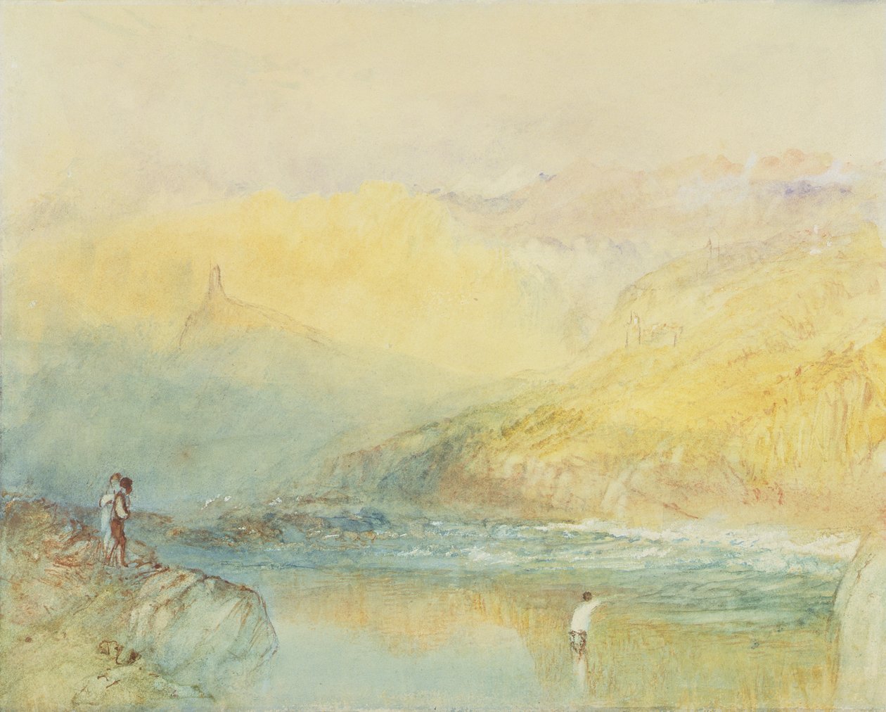Na rzece Mosell, niedaleko Traben Trarabach, ok. 1841 (wc i grafit na papierze) autorstwa Joseph Mallord William Turner
