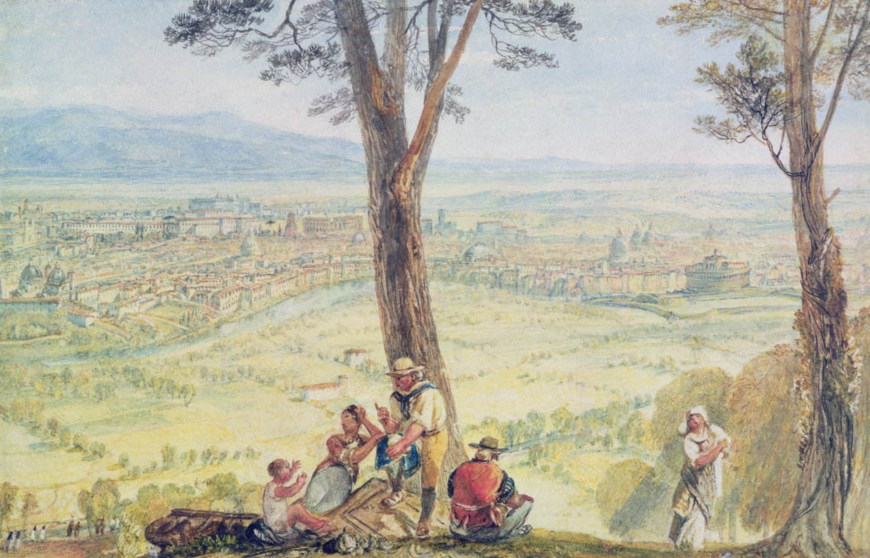 Rzym z Monte Mario, ok.1818 (wc nad ołówkiem na papierze) autorstwa Joseph Mallord William Turner