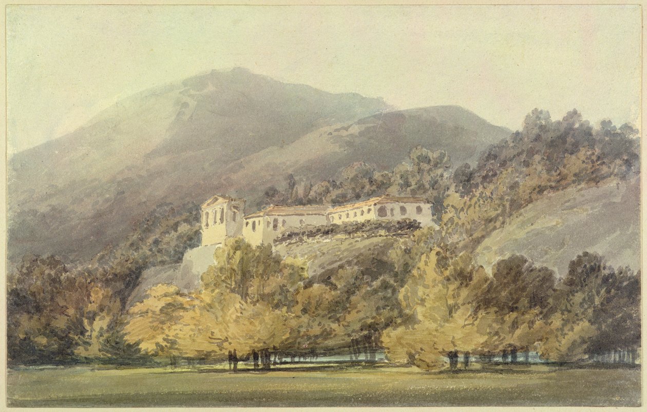 Santa Lucia, klasztor w pobliżu Caserty, ok. 1795 (wc nad ołówkiem na papierze) autorstwa Joseph Mallord William Turner