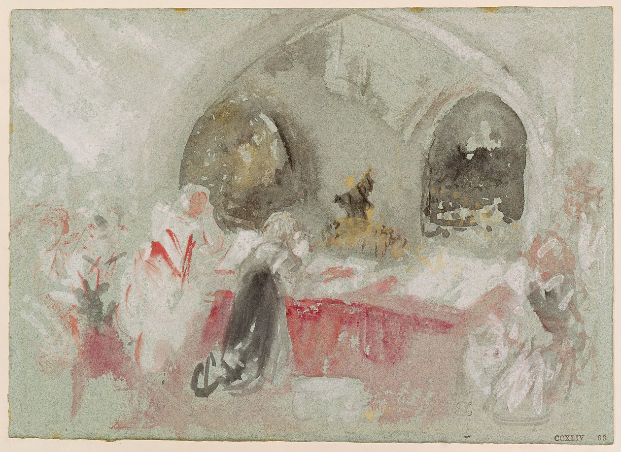 Nabożeństwo w kaplicy w Petworth, 1830 (gwasz) autorstwa Joseph Mallord William Turner