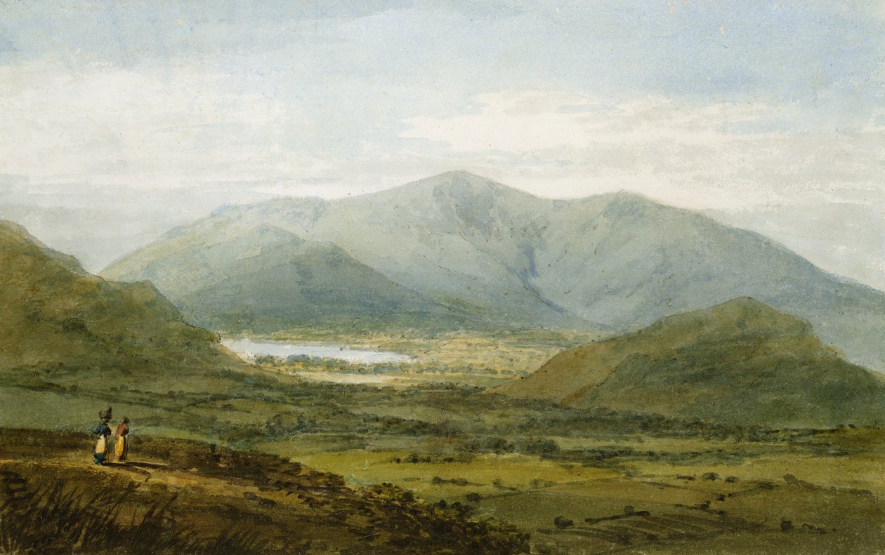 Skiddaw z doliny Newlands, w oddali jezioro Bassenthwaite (ołówek i wc na papierze) autorstwa Joseph Mallord William Turner
