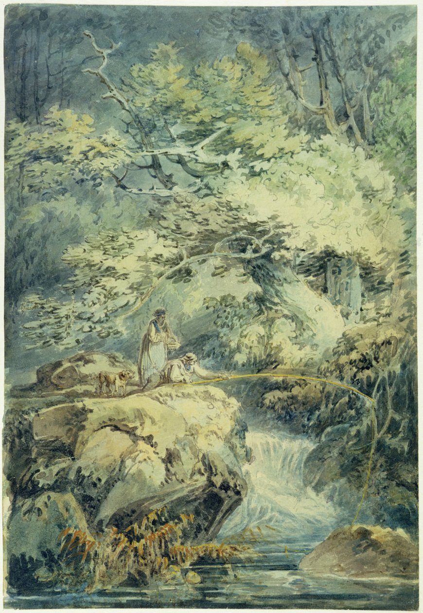 Wędkarz, 1794 (wc nad grafitem na papierze) autorstwa Joseph Mallord William Turner