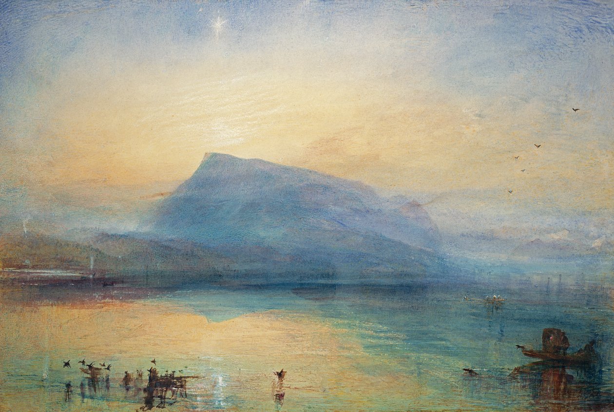 Niebieski Rigi: Jezioro Czterech Kantonów - Wschód słońca, 1842 autorstwa Joseph Mallord William Turner