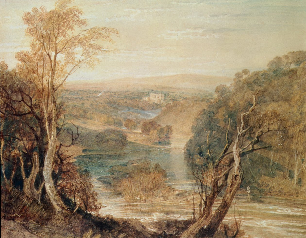 River Wharfe z odległym widokiem na Barden Tower autorstwa Joseph Mallord William Turner