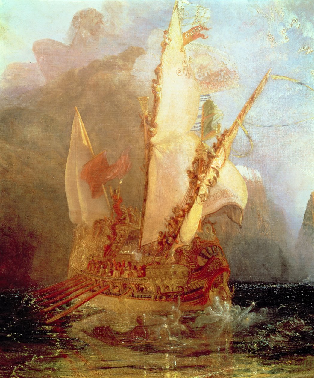 Ulisses Wyśmiewany Polifem, fragment statku, 1829 (fragment 889) autorstwa Joseph Mallord William Turner