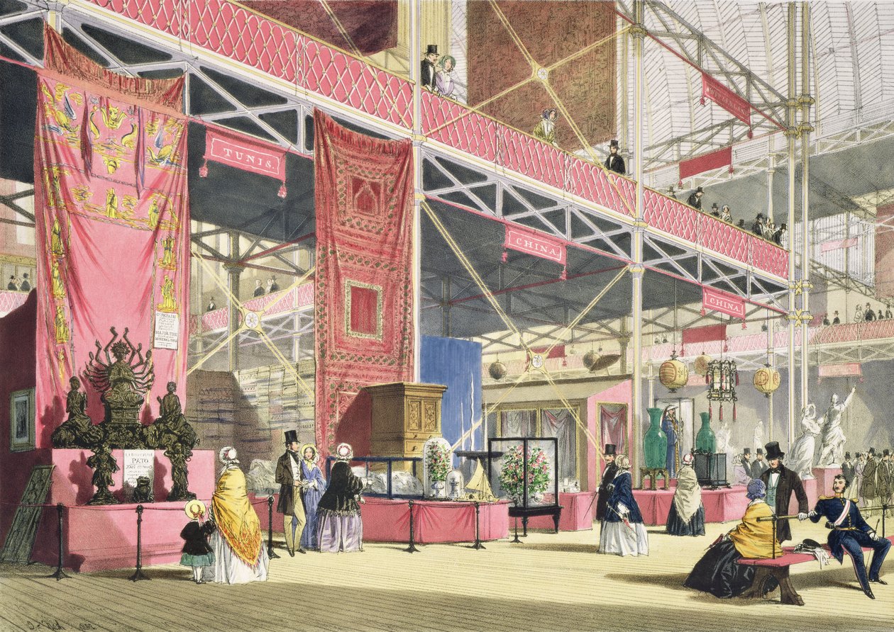 Crystal Palace, Galerie Tunis i Chiny (kolorowa lito) autorstwa Joseph Nash