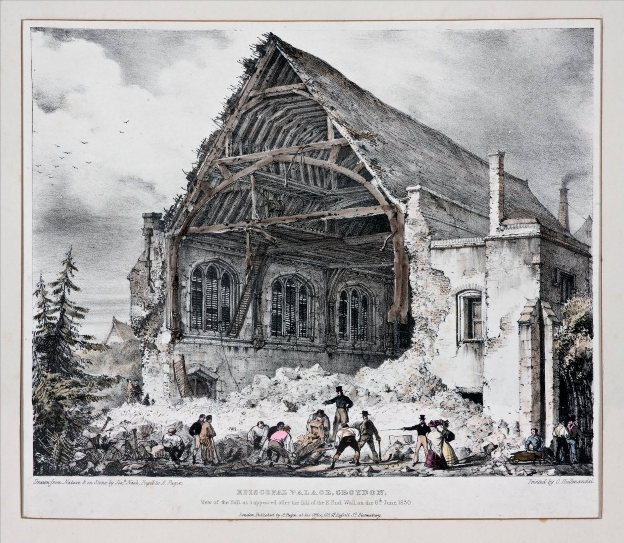 Pałac Biskupów, Croydon, c.1830 (druk) autorstwa Joseph Nash