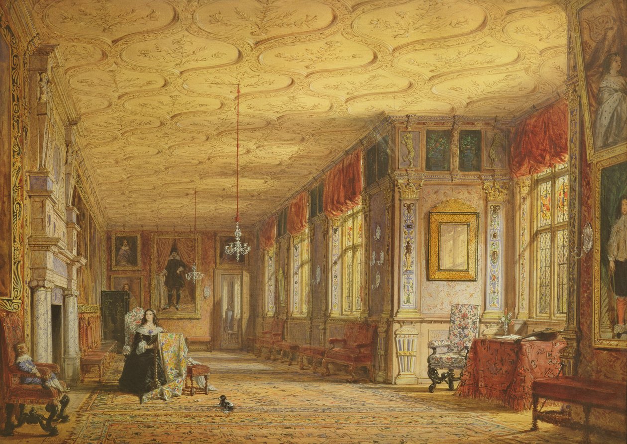 Galeria karykatur w Knole, 1841 autorstwa Joseph Nash