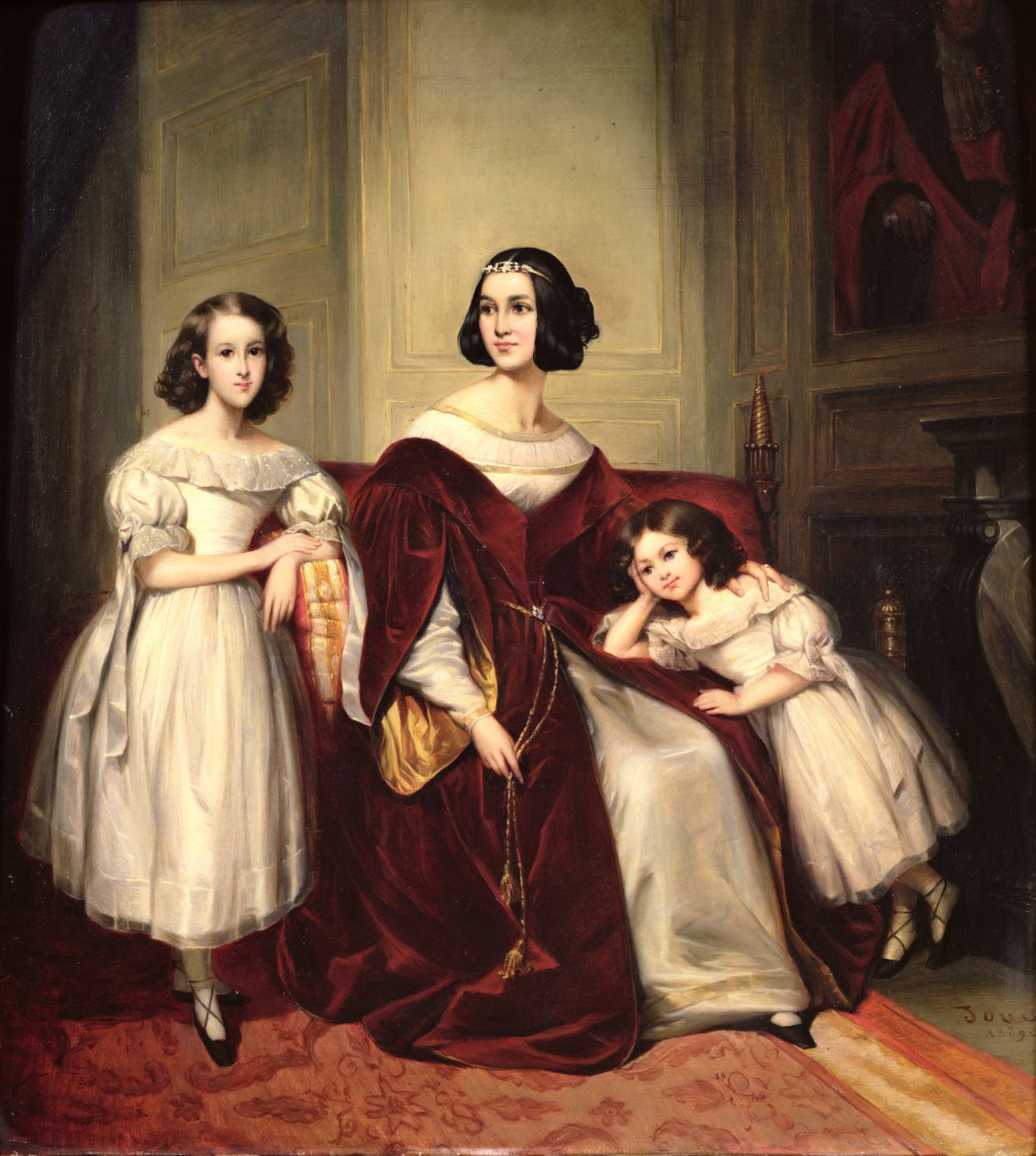 Madame de Nonjon i jej dwie córki, 1839 autorstwa Joseph Nicolas Jouy