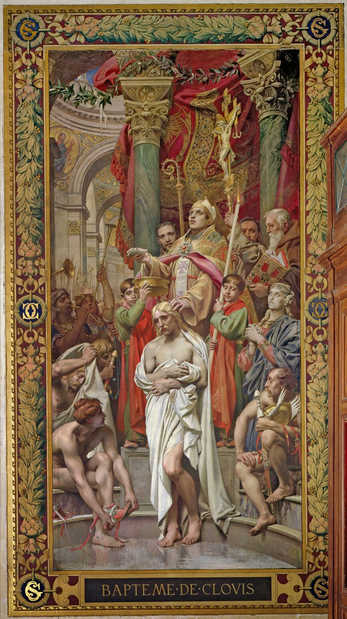 Chrzest Clovis I (465-511) w 496 pne, z prawego transeptu (mural) autorstwa Joseph Paul Blanc