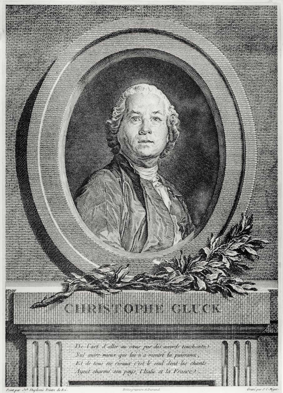Portret Christopha Glucka, niemieckiego kompozytora, sztychowany przez Simona Charlesa Migera (1736-1820) (heliograwiura) autorstwa Joseph Siffred Duplessis