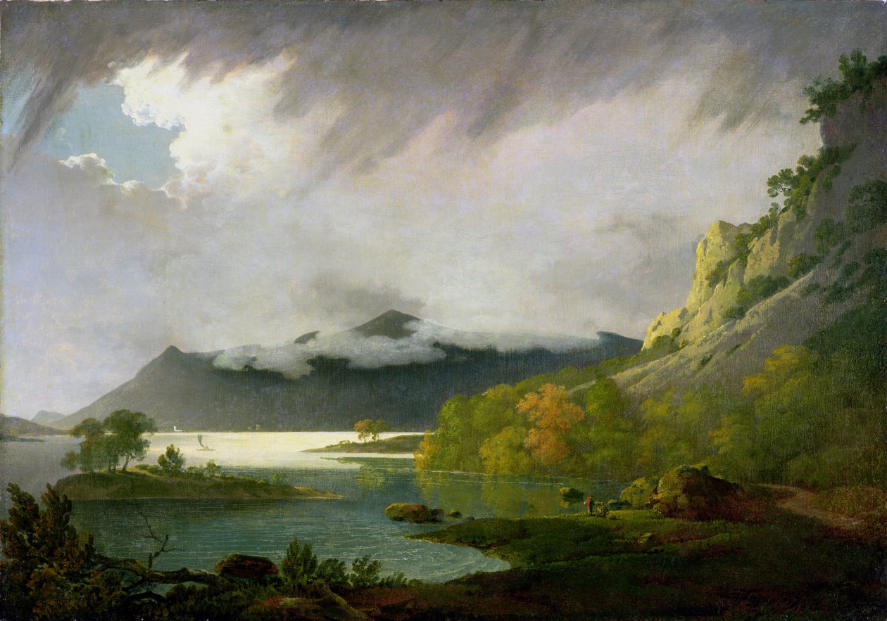 Woda Derwent z Skiddaw w oddali, ok. 1795-6 autorstwa Joseph Wright of Derby