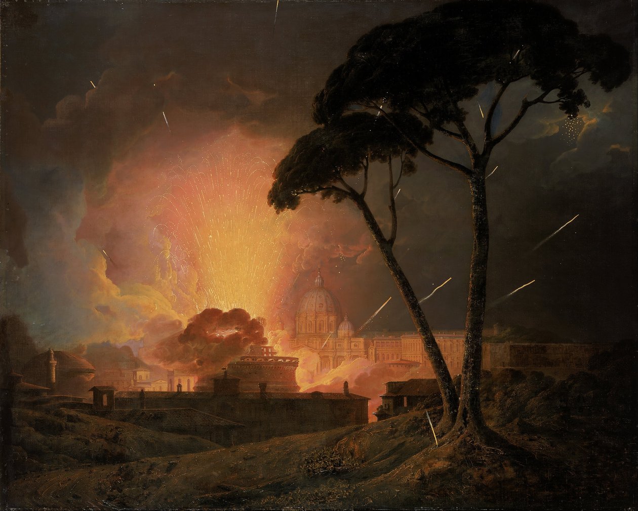 Doroczna Girandola w Zamku Świętego Anioła w Rzymie autorstwa Joseph Wright of Derby
