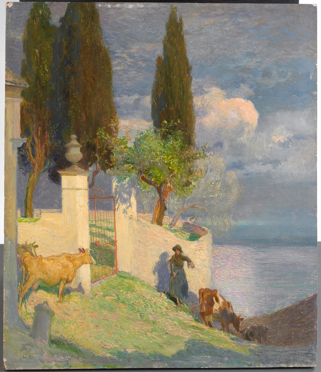 Prowadzenie bydła, jezioro Como, ok. 1900 autorstwa Joseph Walter West