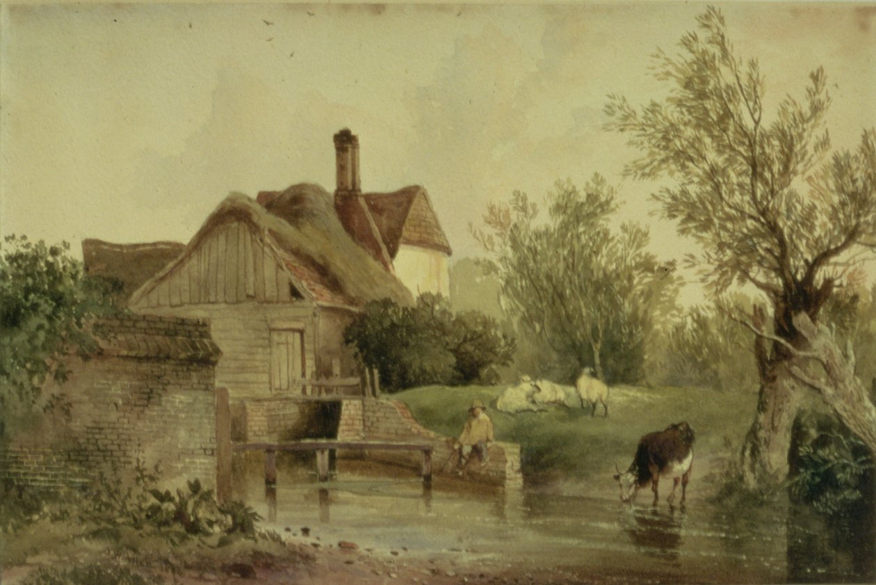Krajobraz z domkiem autorstwa Joseph William Allen